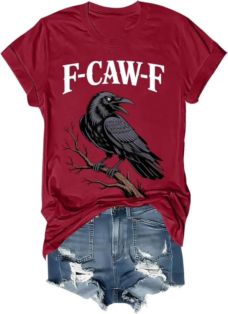 F Caw F T Shirt Women Men Fcawf Crow Graphic Tee F-Caw-F Crow Shirt Graphic T Shirts Women Clothes