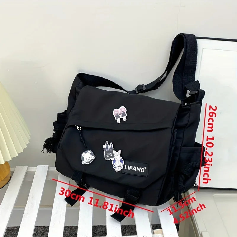 Return To School Nylon Shoulder Bag, Large Capacity Crossbody Bags for Teen Girls Men Harajuku Messenger Bag Student School Bags