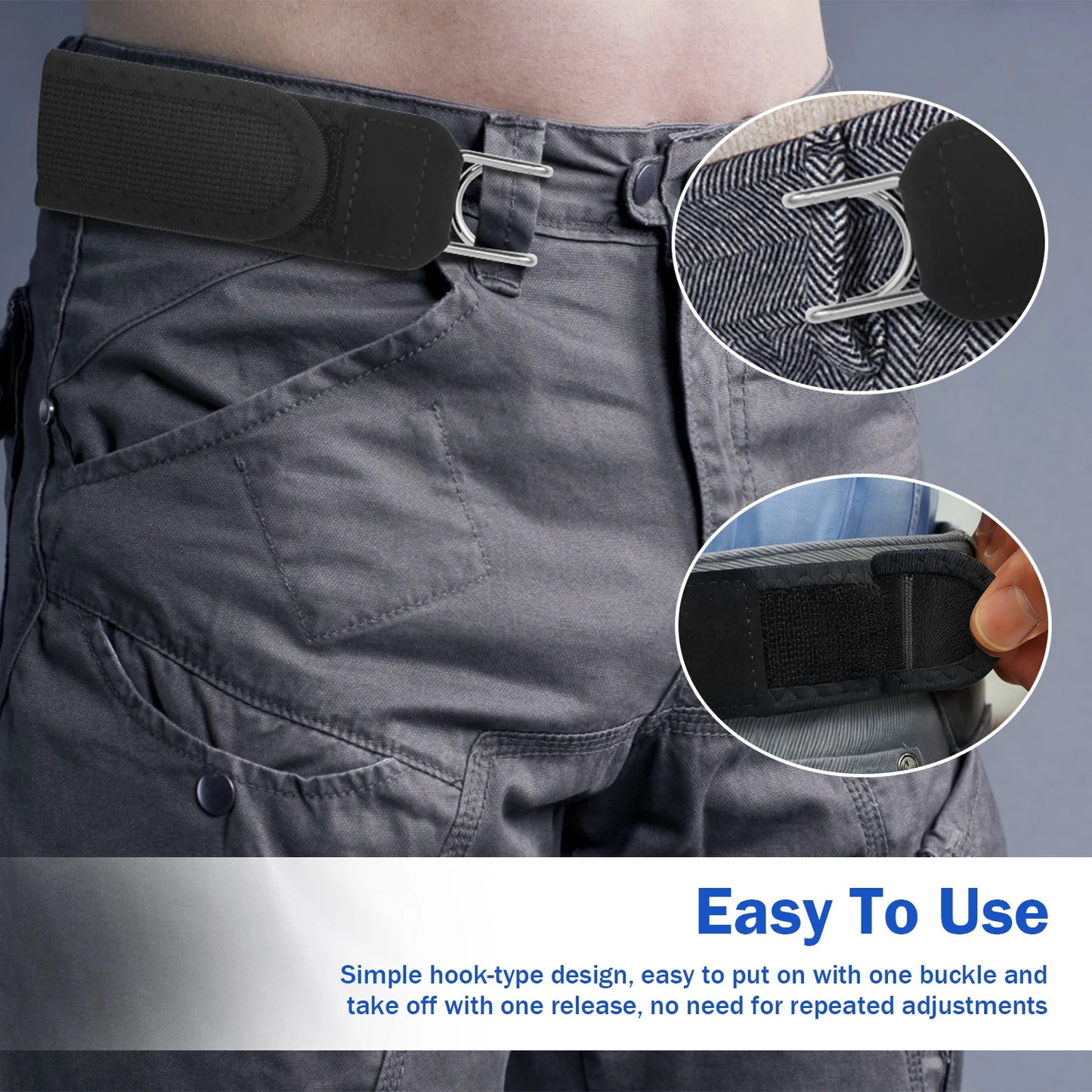 4Pcs Buckleless Belt Hook Adjustable Elastic Waist Buckle Unisex Buckle-Free Invisible Waist Belt For Outdoor Travel Work