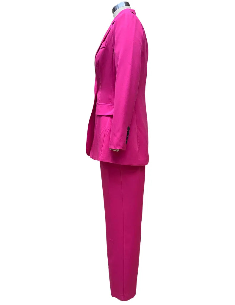 Women's Suit Winter Fashion Long-sleeved Solid Color Casual Suit Jacket and Trousers Matching Sets Two-piece Suit Pant Sets