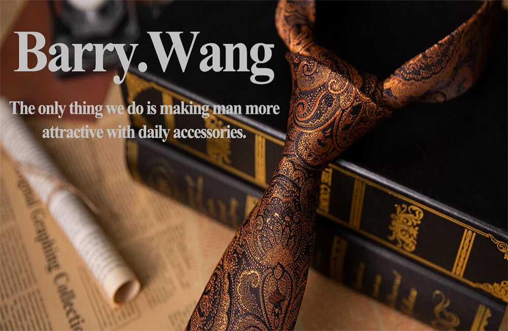 Black Men Necktie High Quality Solid Silk Woven Tie New Male Handkerchief Cufflinks Sets Business Party Formal Barry.Wang 6476