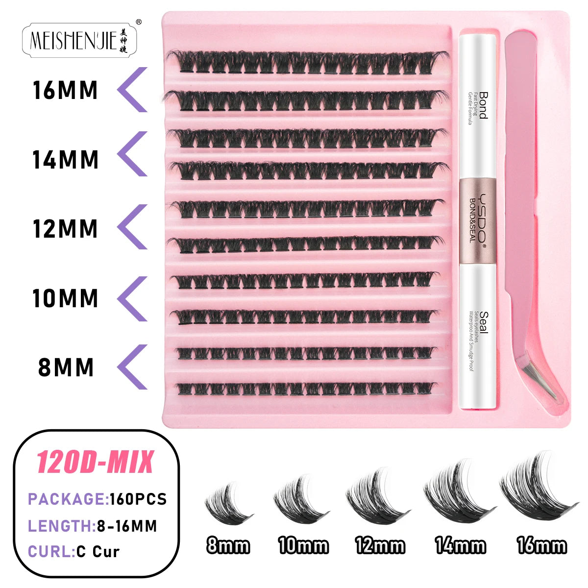 Lanjinglin DIY Lashes Extension Kit Eyelashes Clusters Lash Bond and Seal Makeup Tools for Gluing Lashes Gluing Glue Accessories