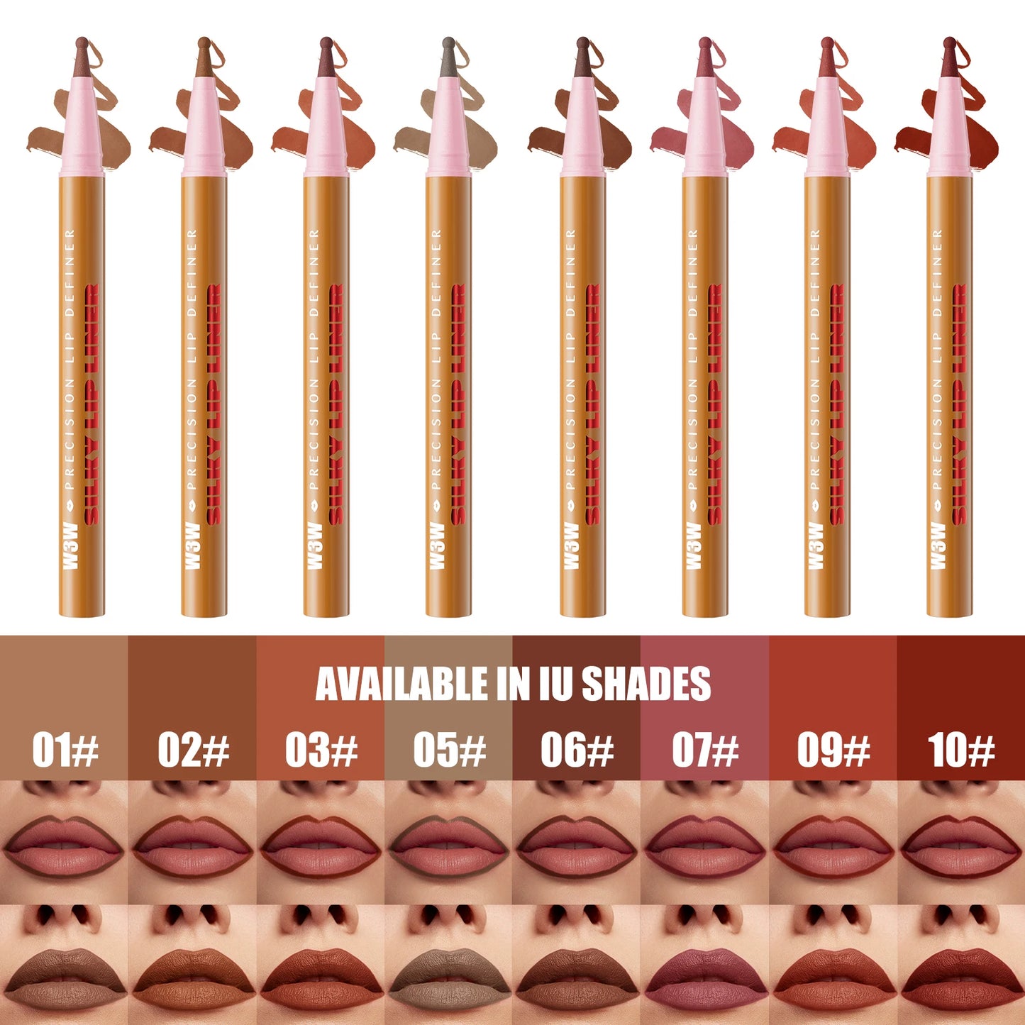 Waterproof Long Lasting Lip Liner Pencil, High Pigment Smooth Matte Lip Liner, Sweatproof Non-Fading Lip Contour Makeup