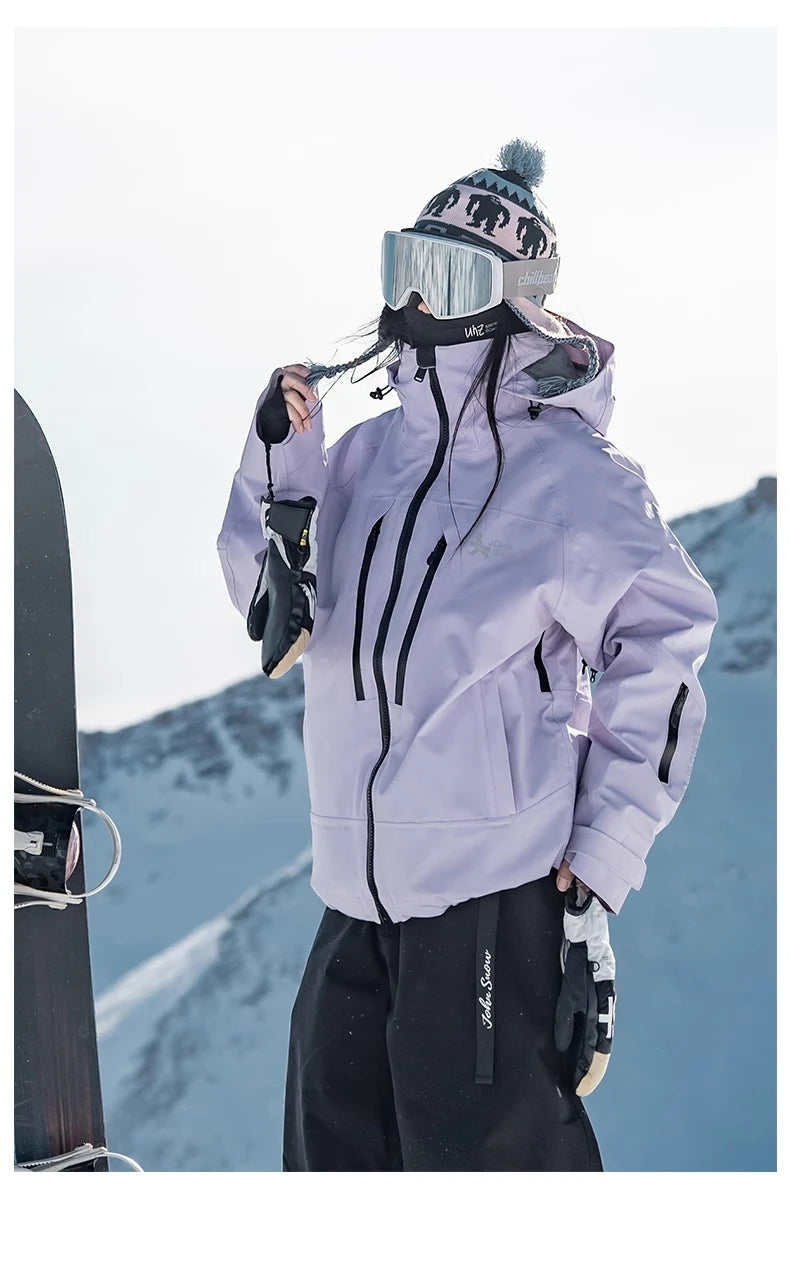 John Snow Men and Women's Winter Waterproof Warm Ski Jacket Professional Breathable Mountaineering Jacket Outdoor Snow Coat