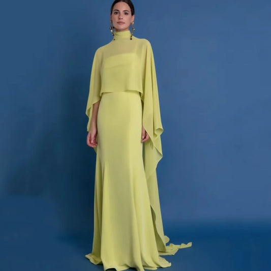 Customized Evening Dress Gorgeous Half Sleeve Prom Dresses Ruched Formal Occasion Shining Chiffon Party Gown Robe Soiree