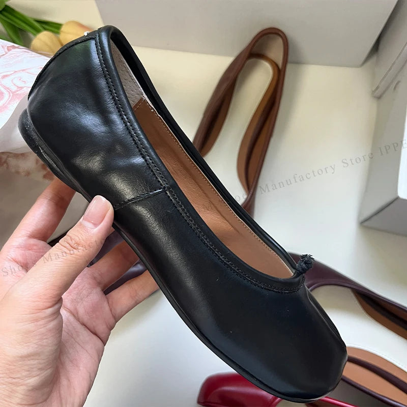 IPPEUM Tabi Footwear Shoes For Women 2026 New Fashion 36-44 Plus Size Ballet Flats Shoes With Split Toe