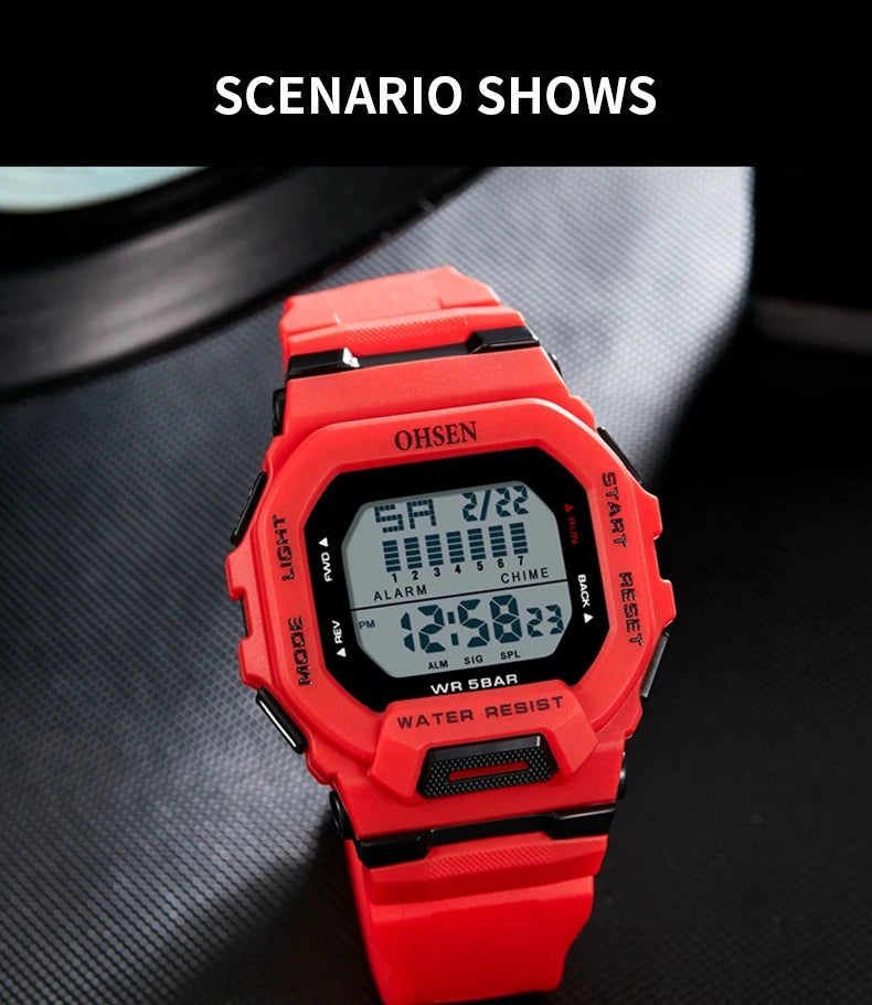 Outdoor Sport Watch for Men G Style Digital Mens Watches 50M Waterproof Green Hombre Male Tactical Electronic Wristwatch Gifts