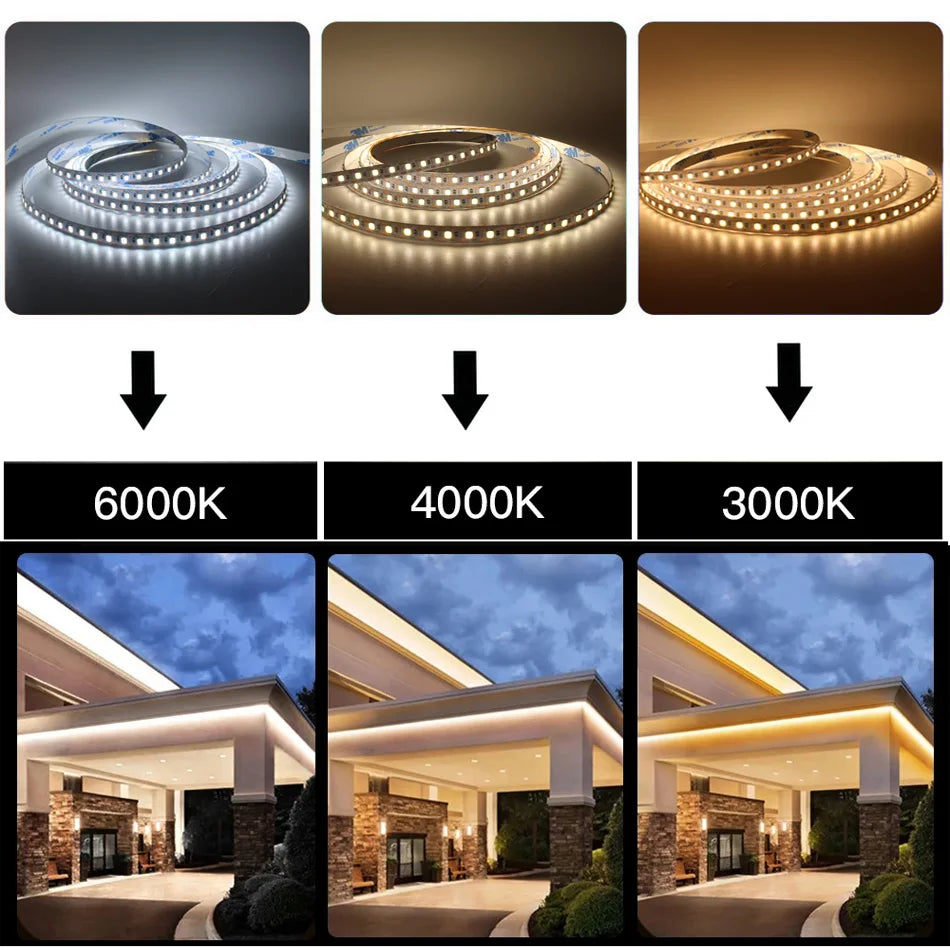 2835 LED Strip light 24V 120LEDs/m 1 LED Cut Super Bright  5mm 8mm PCB Flexible Tape LED Light  White/Natural White 1-10M