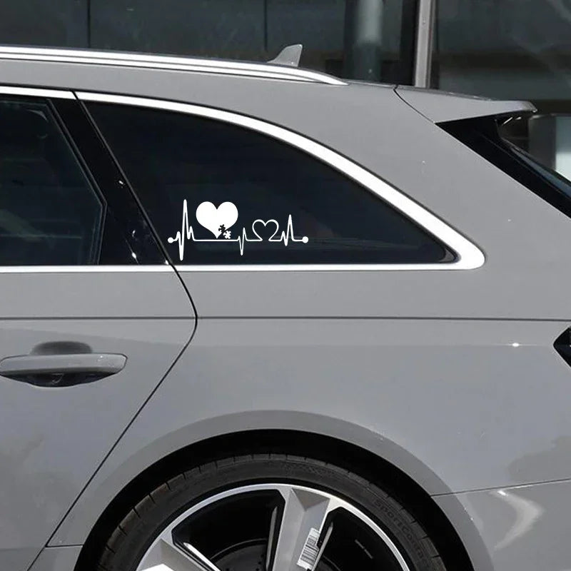 Autism Heart Beat Lifeline Creative Car Stickers Car Window Personality Decorative Accessories Car Styling Decals