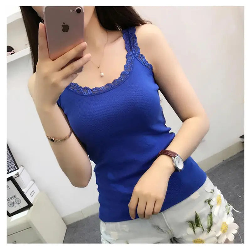 Summer Top Women Sleeveless Lace Tank Top Sexy Women's T-shirt Vest Tank Tops Female Vest Tops White Black Underwear Women