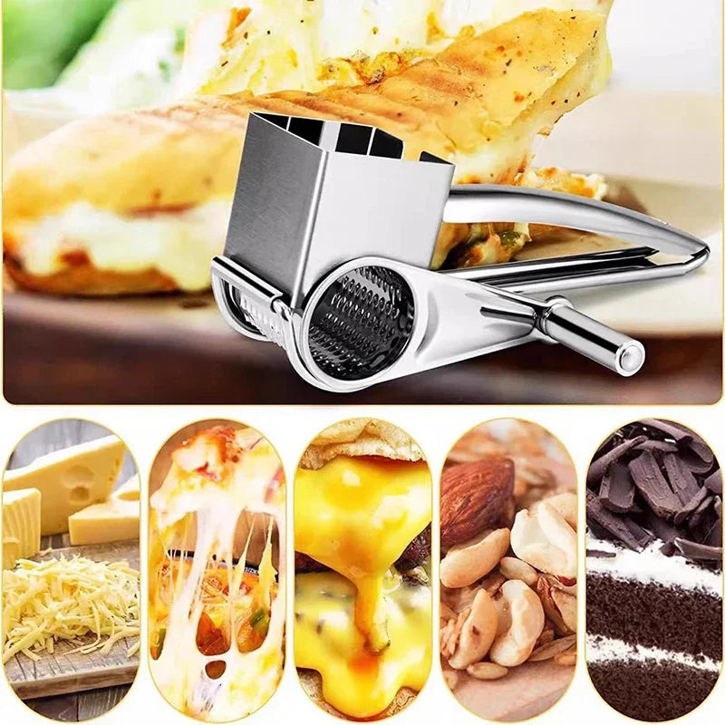 Handheld Rotary Cheese Grater Cheese Hand Grater Kitchen Craft Stainless Steel Cheese Vegetable Grater Shredder With Handle