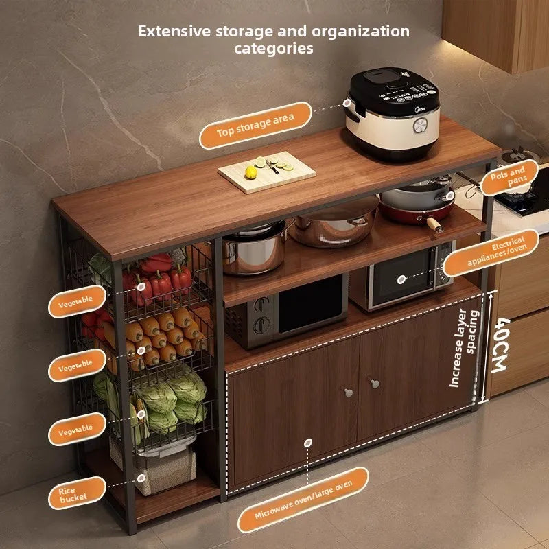 Heavy Duty Large Capacity Storage FurniturePantry Cabinet with Adjustable Shelves & Mesh Baskets Microwave Dishes