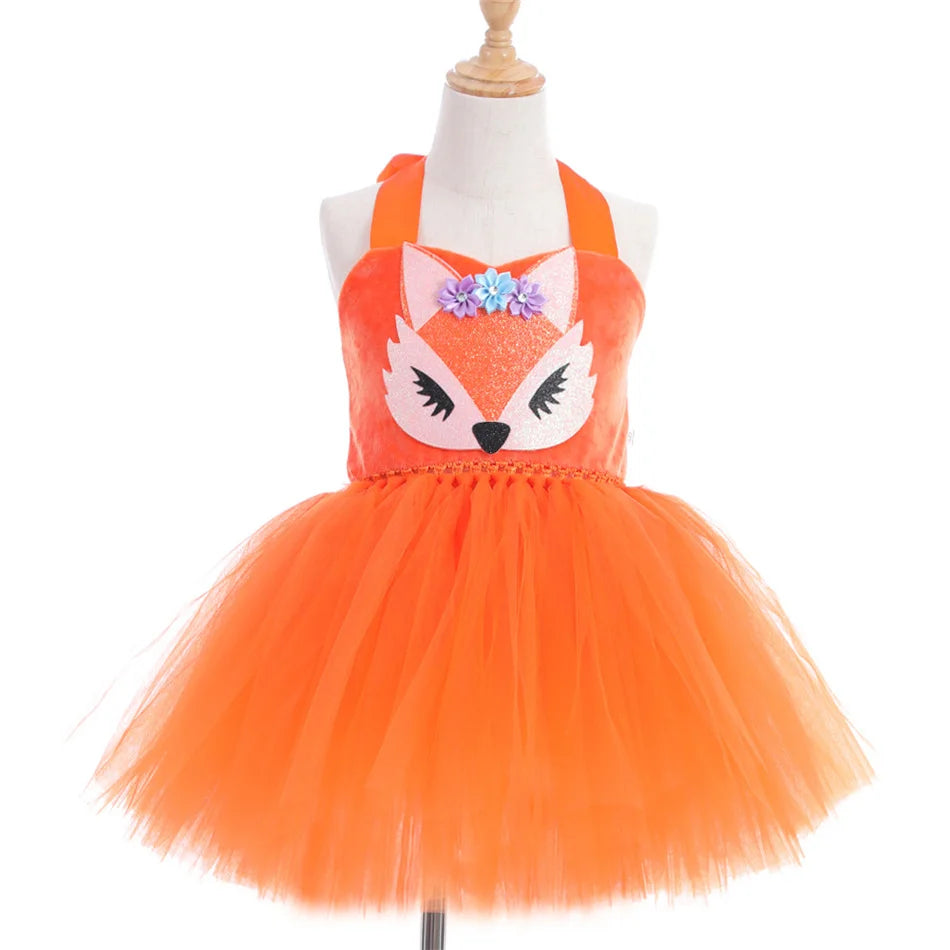 Girl Cartoon Raccoon Sloth Koala Piggy Rabbit Tutu Sling Dress Children Cosplay Festival Performance Dance Costume Headband Sets