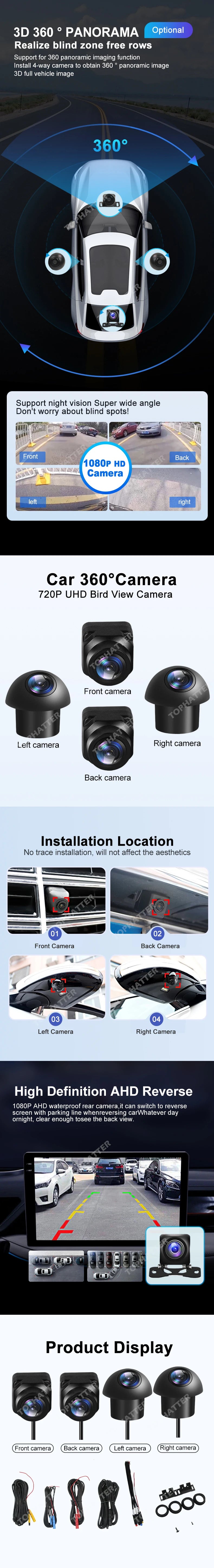 UHD 3D 360 Panoramic Camera Rear View Camera Car Bird View System 4 Camera  Rear/Front/Left/Right 3D 360 Cam