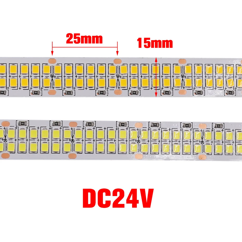 5M LED Strip Light 12V 24V 2835 LED Tape Double Row 480LEDs/m Super Bright Ribbon Diode Warm Natural Cold White Waterproof Lamp