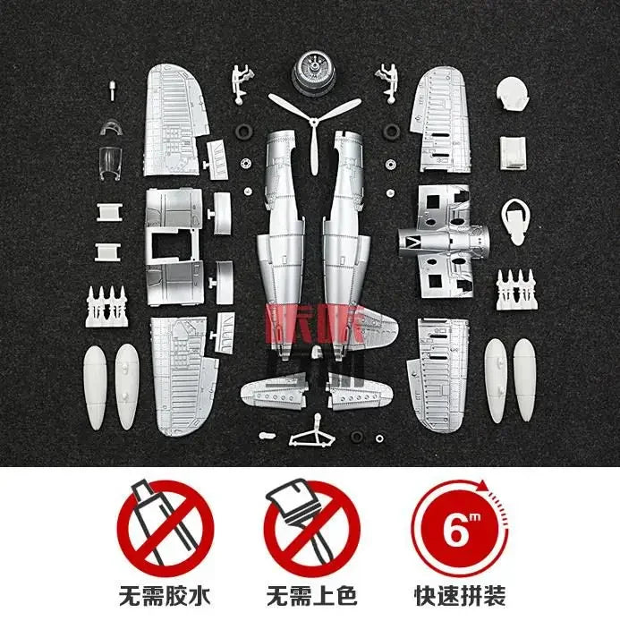 1/48 WWII Fighter Model Pirate Mustang Spitfire Hurricane BF109 4D Assemble Aircraft Plastic DIY Airplane Toy Building Kits
