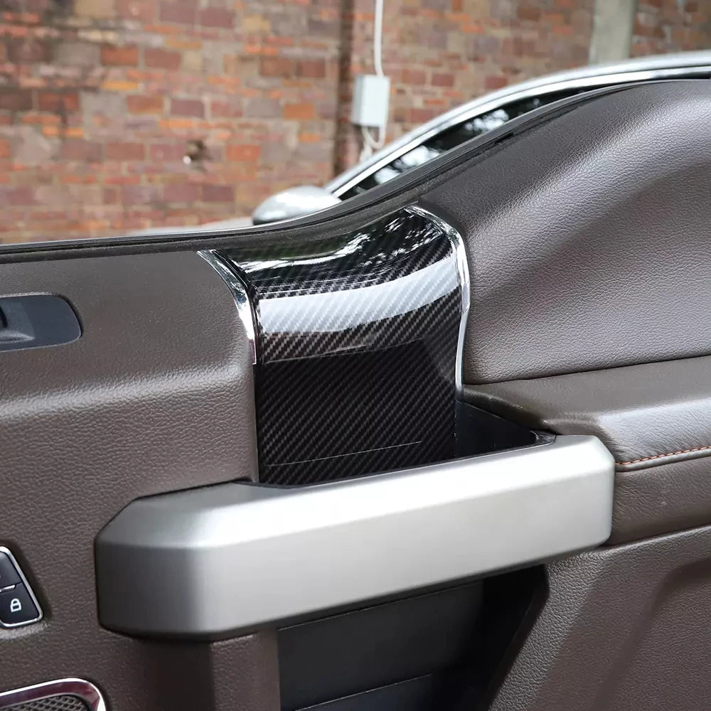 For Ford F150 Interior Door Handle Panel Trim Bezel Decora Cover 2015-2020 ABS Carbon Fiber Door Handle Guard Parts 4pcs/set