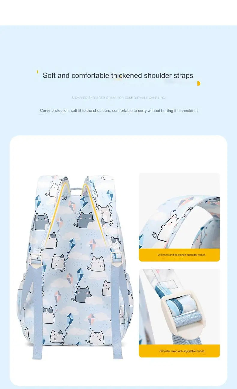 School Bags for Girls Cute Printing Cat School Backpack and Handbag Kawaii Children Backpack Back To School 2024 Mochila Escolar