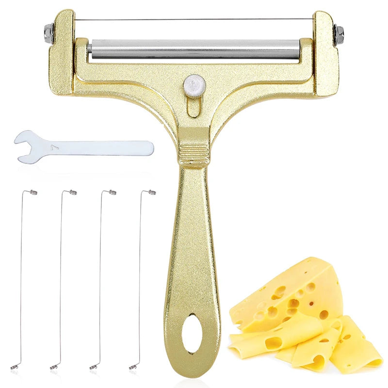 Cheese Slicer & Cheese Cutter - Adjustable Stainless Steel Wire Cheese Cutter With 4 Extra Wires