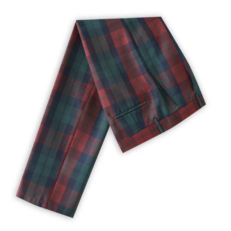 Men's Plaid Dress Pants, Slim Fit, Front Suit Pant, Chino Pants, Business Trousers, Work, School Uniform, Checkered Pant