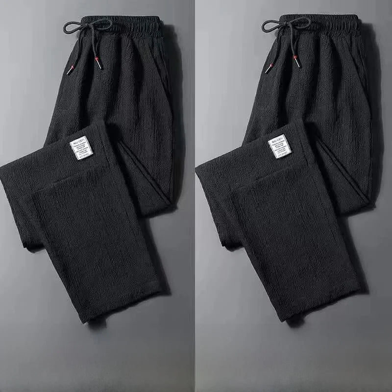 Men's Ice Silk Thin Work Pants Summer Quick Dry Lightweight Loose Fit Sporty Trousers for Office And Casual Wear