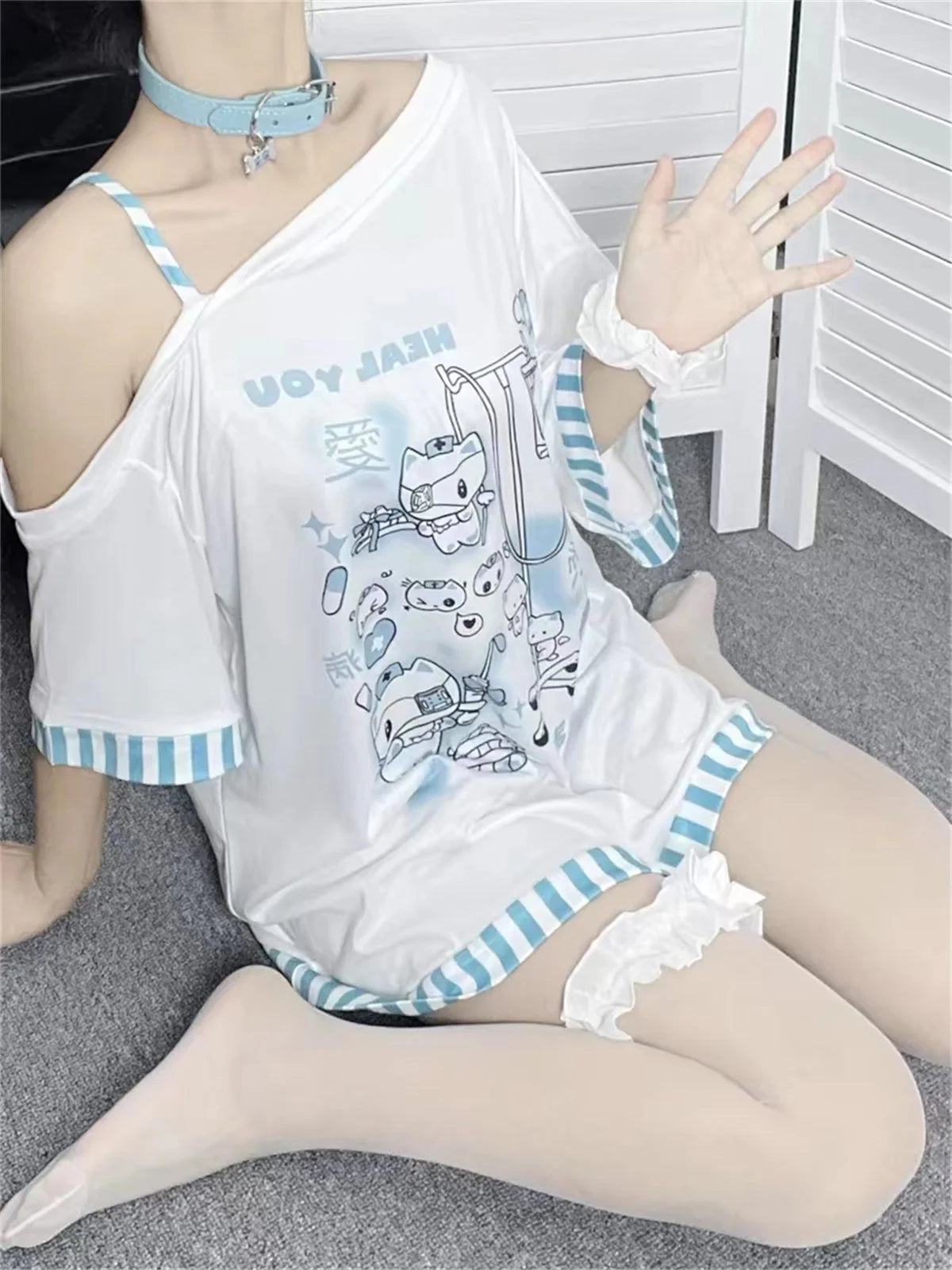 Summer T-Shirts Japanese Women T Shirts Oversized Tops 2025 Ropa Mujer Off Shoulder Anime Print Tees Casual Fashion Y2k Tshirts