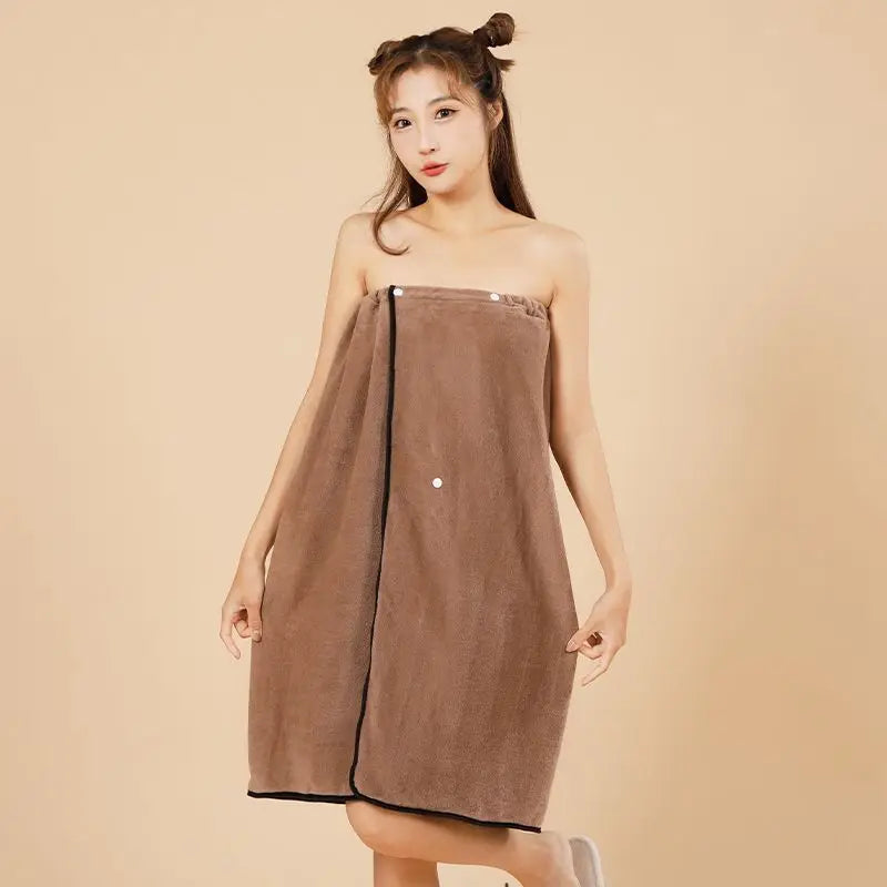 Cotton Bath Towel Wrap Bathrobe Thickened Soft Absorbent Quick Dry Velvet Wearable Plus Towel Hotel Bathing Sleepwear