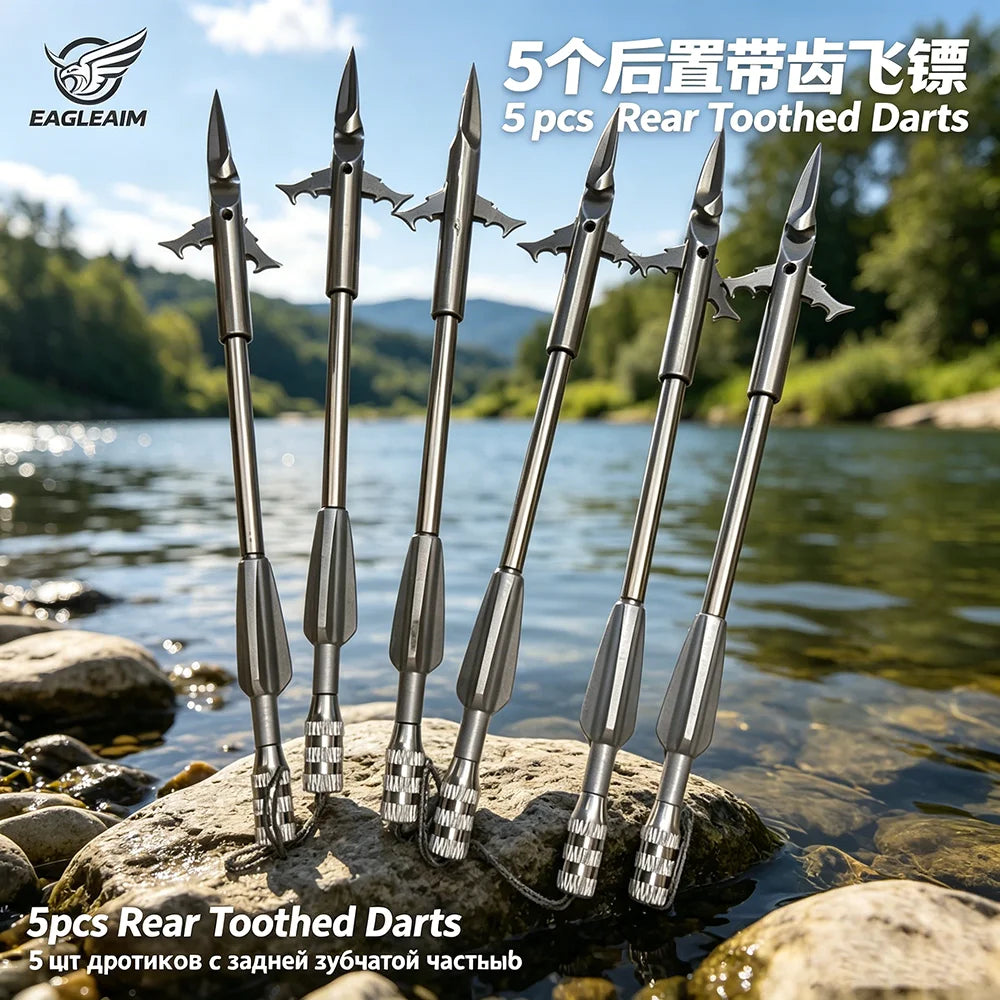 Front Facing Flying Shark Fishing Darts Slingshot Arrows-5 Pack Slingshot Fishing Reel Darts Silver Deep Water Shooting Fish Dar