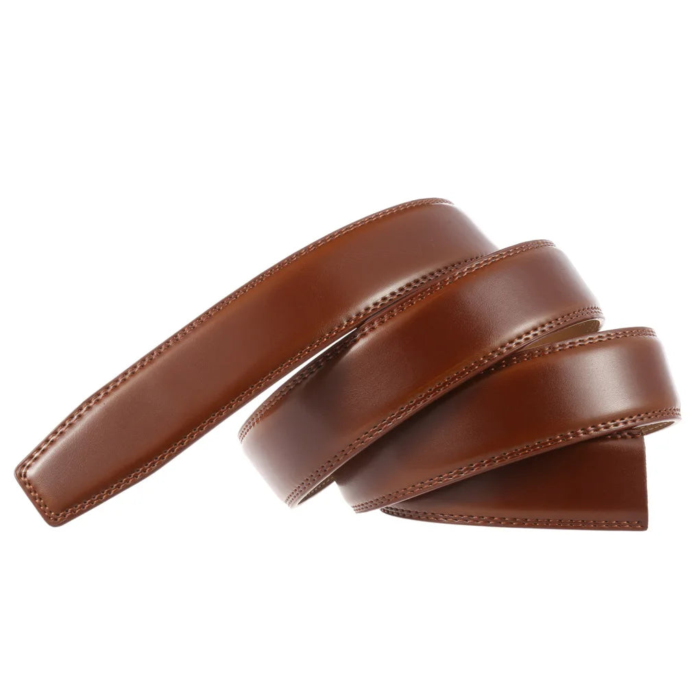 Men's Genuine Leather Belt Fashion Automatic Buckle Belt for Popular Business High Quality Male Belt Brown