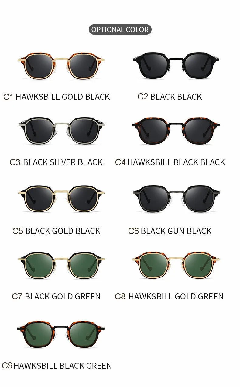 2025 New Small Square Polarized Sun Glasses For Men Women Retro Steampunk Sunglass Metal Frame Eyewear Oculos De Sol UV400 TAC