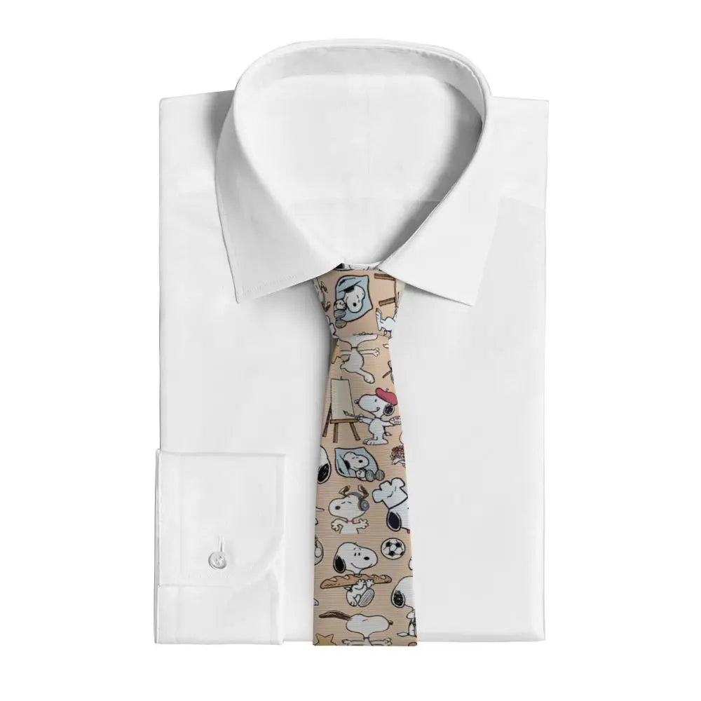 Snoopys & Woodstock Smile Giggle Laugh Neckties Silk 8 cm Neck Tie for Mens Shirt Accessories Cravat Wedding Accessories Office