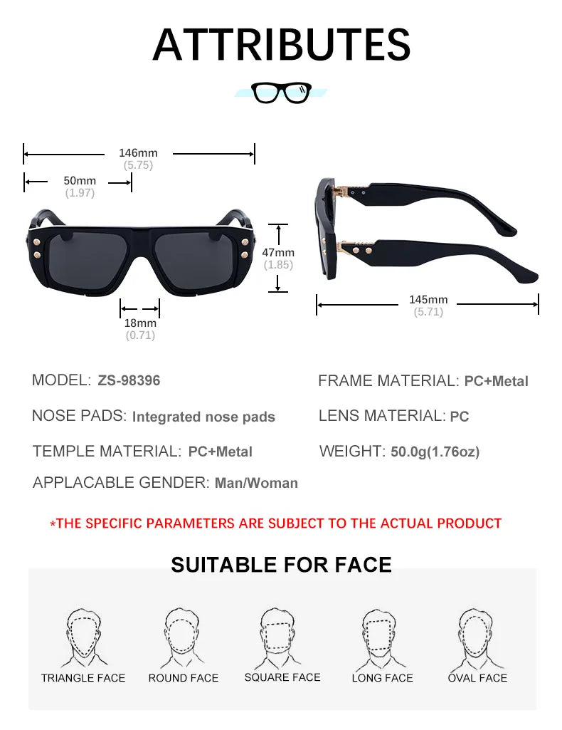 Polarized Oversized Square Sunglasses Men 2025 Luxury Brand Retro Steampunk Outdoor Sun Glasses Trendy Shield Shades UV400