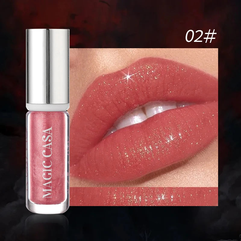 Diamond Pearlescent Vampire Lip Gloss Long Lasting Moisturizing Waterproof Non Fade Halloween Makeup Shimmer Lipstick