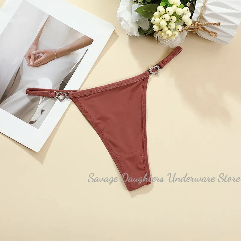 Women Sexy Thongs Low Rise Ladies G-string Heart Decoration Panties Ladies Sexy Costume Lingerie for Women
