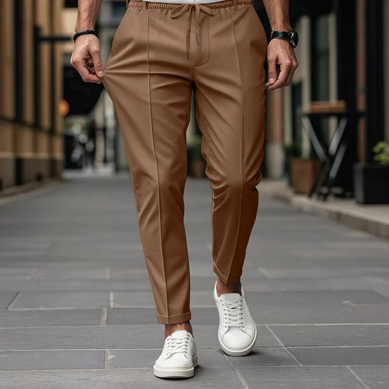Spring Autumn Men's Solid Color Simple Business Slim Small Foot Casual Pants