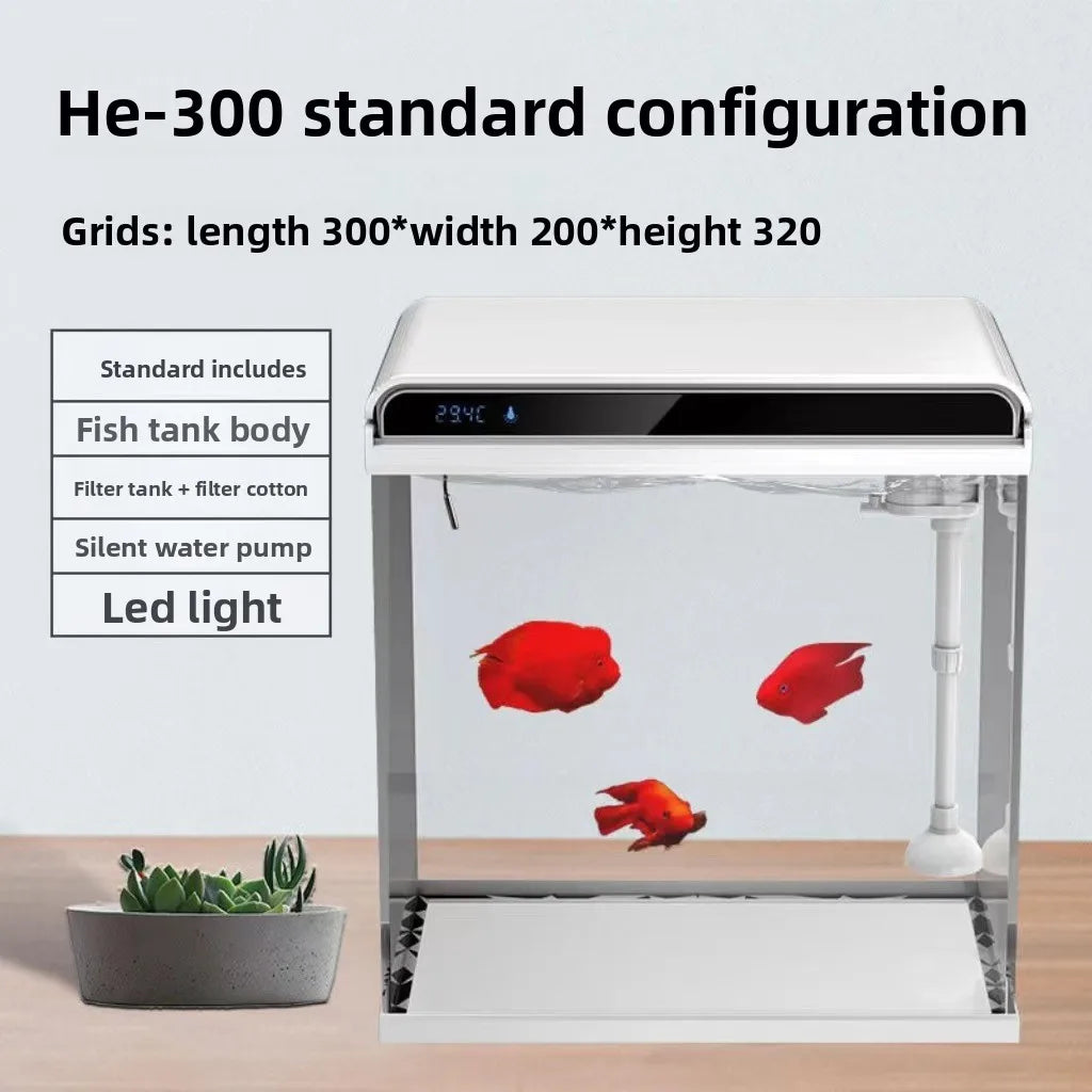 Creative Small Desktop Aquarium, Ecosystem Fish Tank for Office Home Desk Decoration, Mini Glass Tank