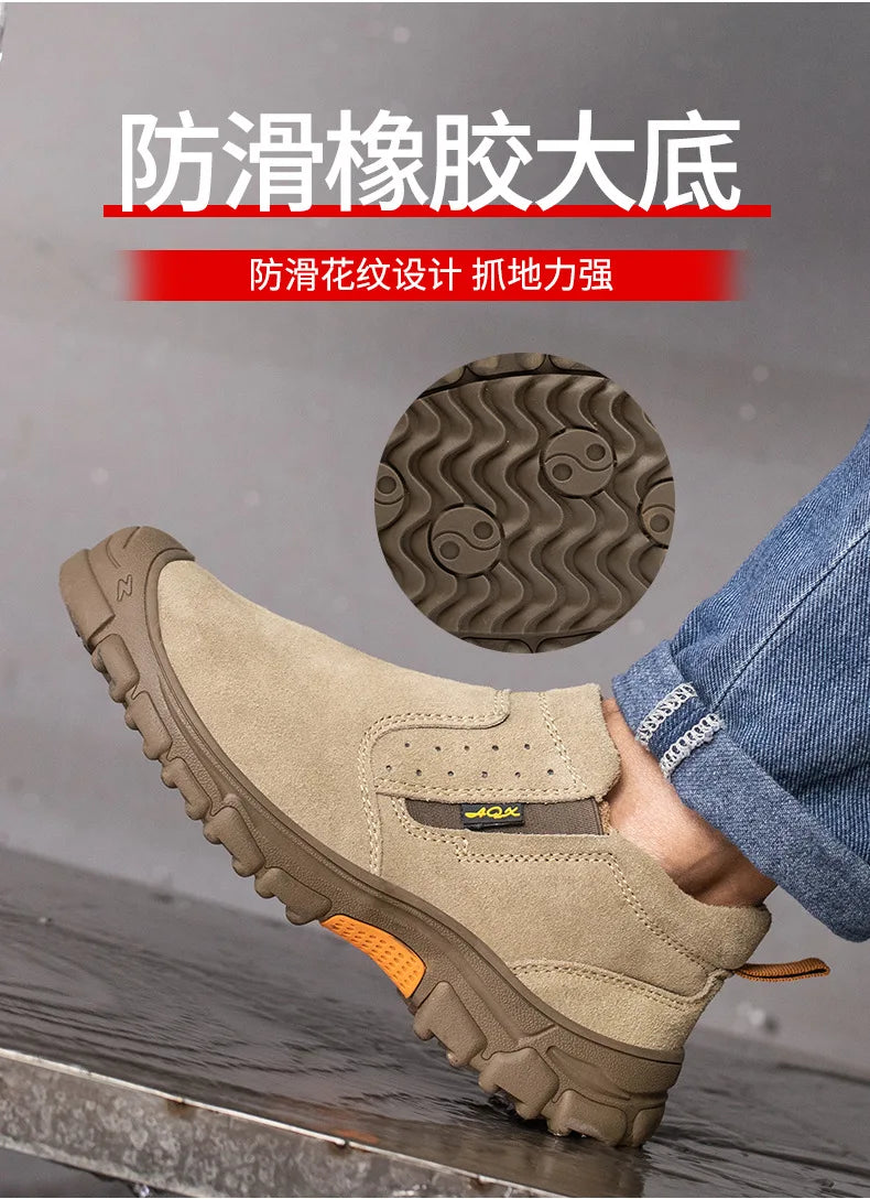 Men's work shoes  anti impact, anti puncture, steel wrapped head, electric welder  step on safety shoes  insulation