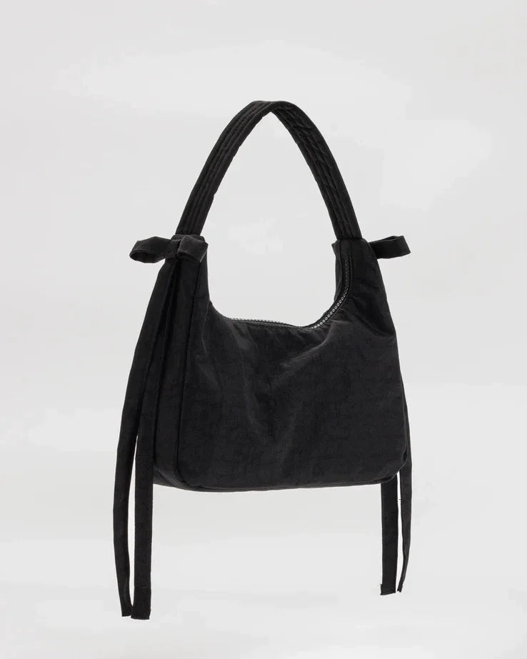 Baggu Bow Handbag Pure Color Underarm Nylon Versatile Women's Bag British Style Casual Zipper Closure Versatile for All