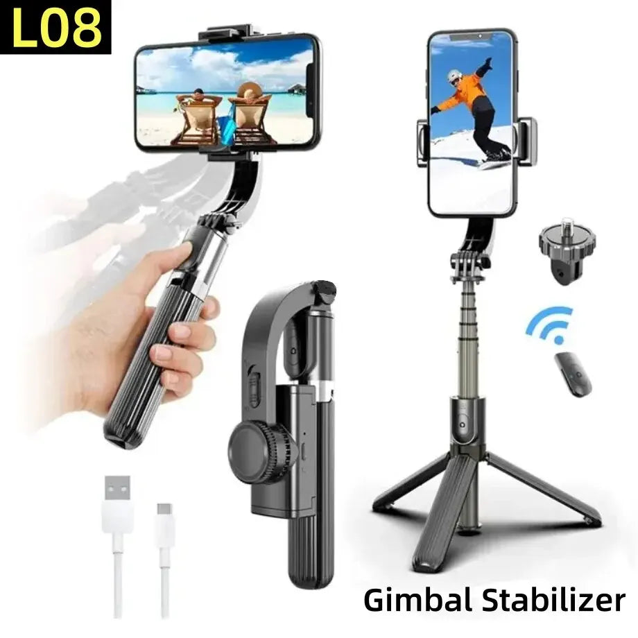 Gimbal Handheld L08 Auto Anti-shake Stabilizer Travel 360° Rotating AR Intelligent Following Bracket Vlog Shooting Smartphone