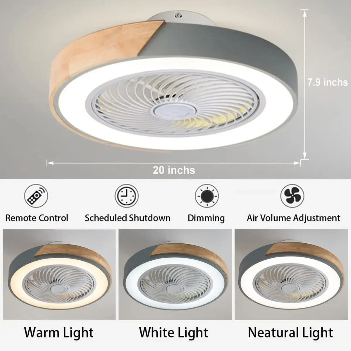 LED Fan Light Ceiling Lamp Household Modern Simple Bedroom Restaurant Invisible Ceiling Fan Light Living Dining Table Room Decor