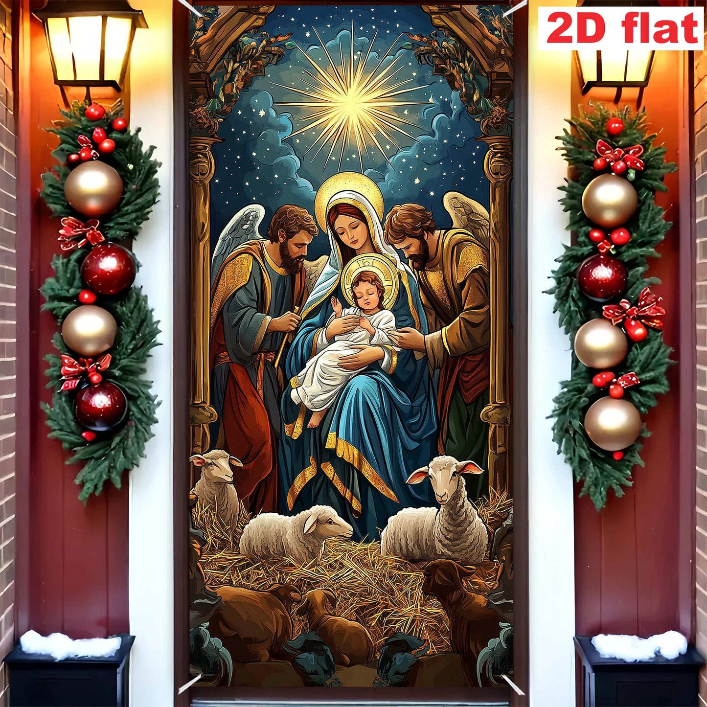 1pc religious Christmas scenes, including Maria, Joseph, young people, shepherds - indoor/outdoor decoration