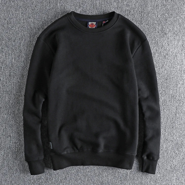 Autumn Winter American Retro Heavyweight Velvet Solid Color Sweatershirt Men's Fashion Pure Cotton Washed Youth Pullover Hoodies