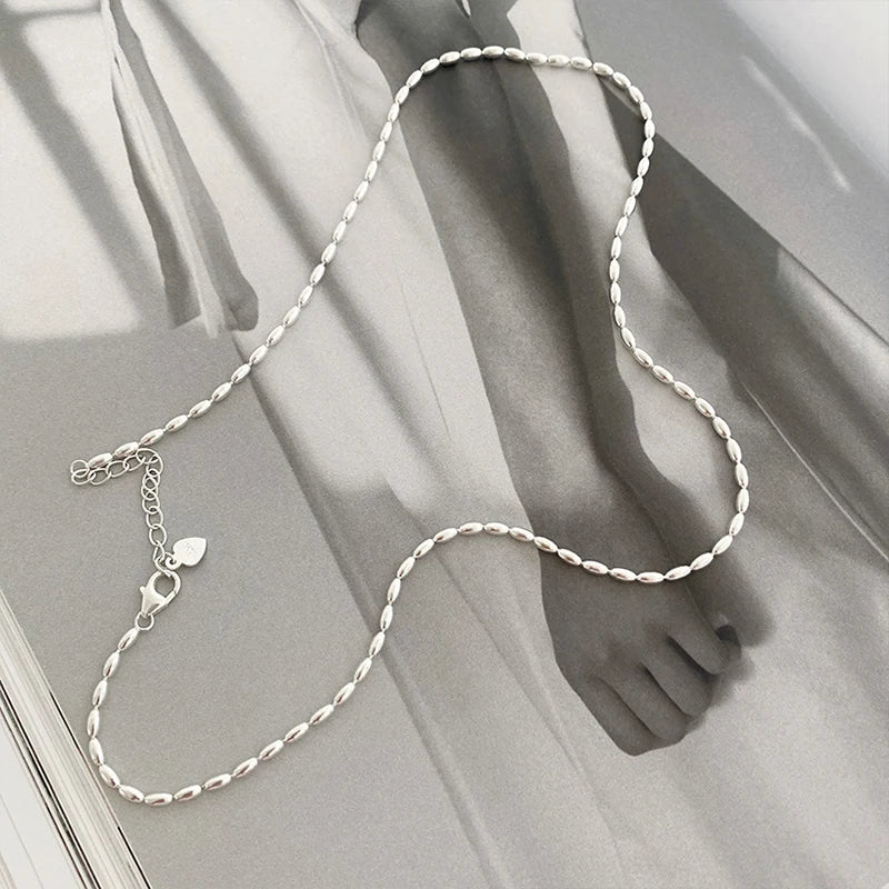 925 Sterling Silver Necklace Shiny and Delicate Collarbone Chain Double Layered Round Bead Necklace for Women's Fashion Jeweller