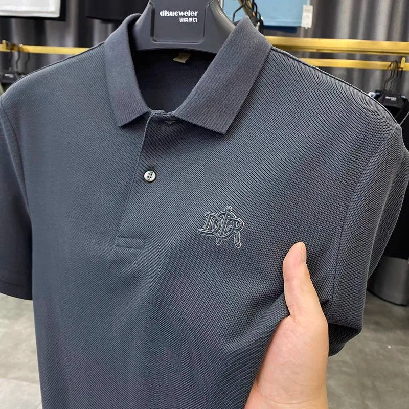 100% pure cotton men's short sleeved polo shirt summer fashion casual top comfortable and breathable high-quality lapel T-shirt