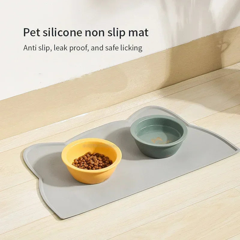Waterproof Pet Mat for Dog Cat Solid Color Silicone Pet Food Feeding Pad Pet Bowl Drinking Mat Portable Dog Feeding Mat Placemat
