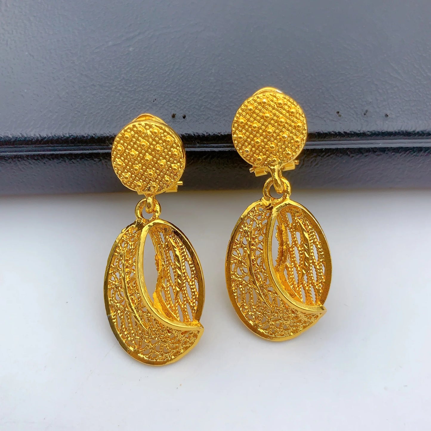 Indian Jewelry Set For Women Dubai African Nigeria Bridal 24K Gold Plated Necklace Earrings Wedding Party Jewellery Gifts