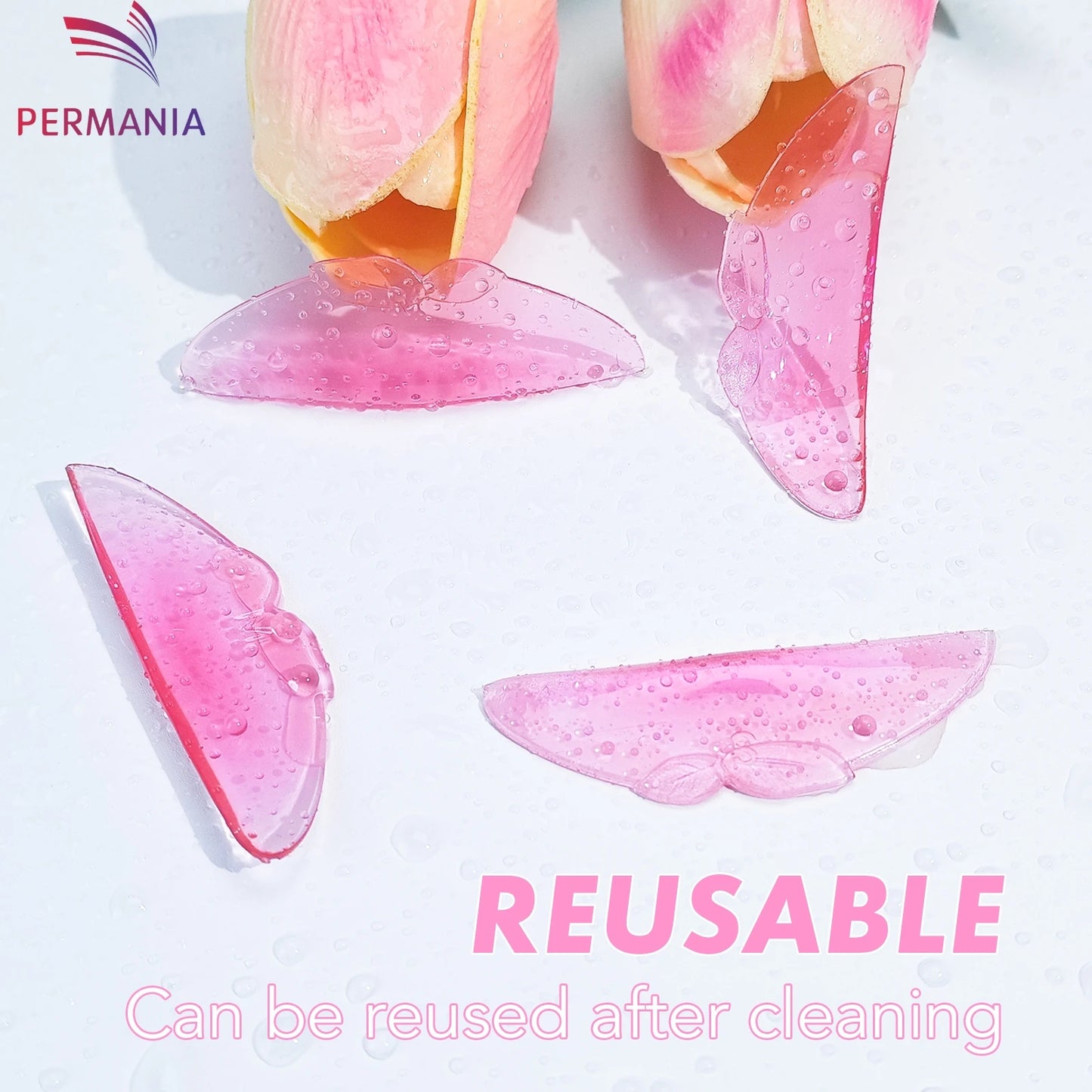 PERMANIA 2 Pairs C Curl Silicone Eyelash Perm Pads Sticky Lashes Rod Shield Lifting 3D Eyelash Curler Accessories Makeup Tool