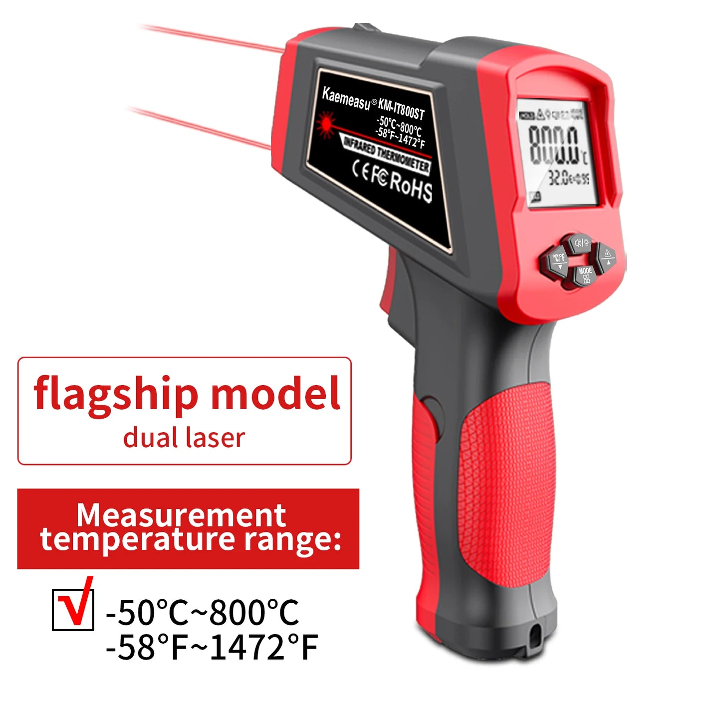 Infrared Thermometer Gun Home & Industrial Non-Contact Digital Laser Thermometer for Engine Kitchen BBQ Pizza Oil Cooking Meat