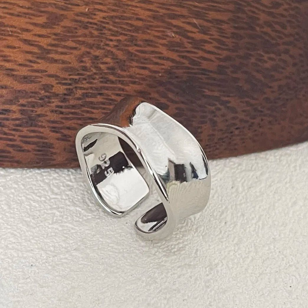 925 Sterling Silver Rings For Women Men Fine Jewelry Finger Adjustable Open Shinning Smooth For Party Birthday Gift