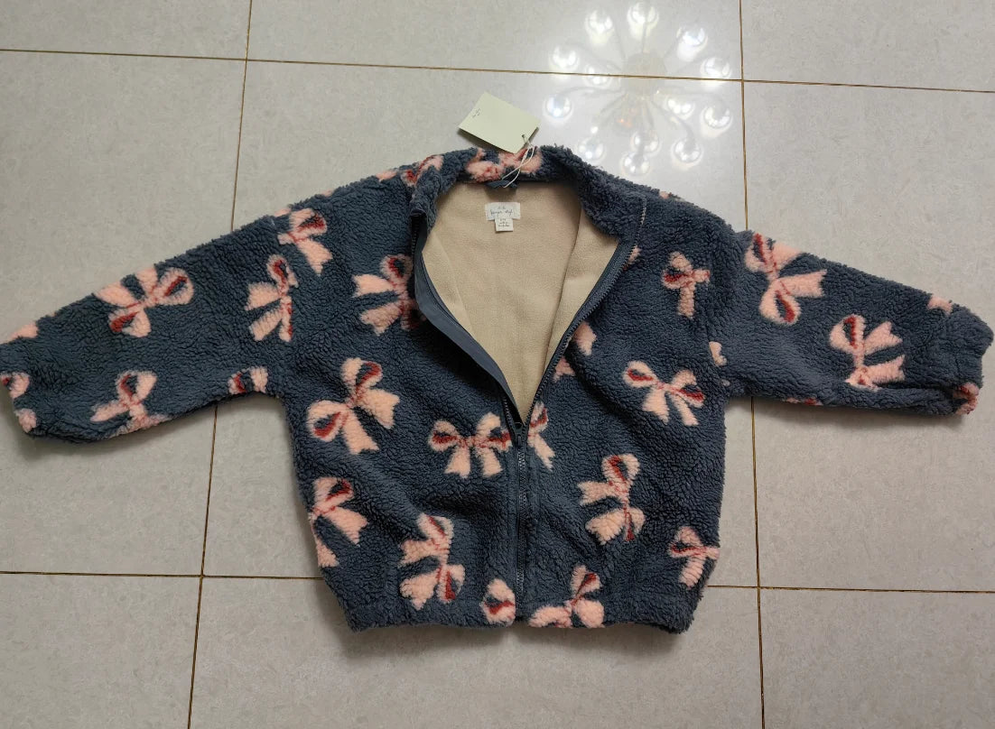 Children's Jackets 2024 Fall And Winter Fashion Cartoon Lamb Wool Girls Jacket Cotton Warm Cute Boys Coat Children's Clothing
